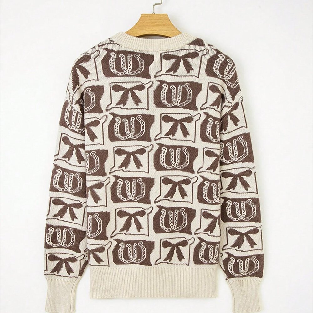 Multicolor Casual Women's Contrasting Loose Sweater - Picture 3 of 8